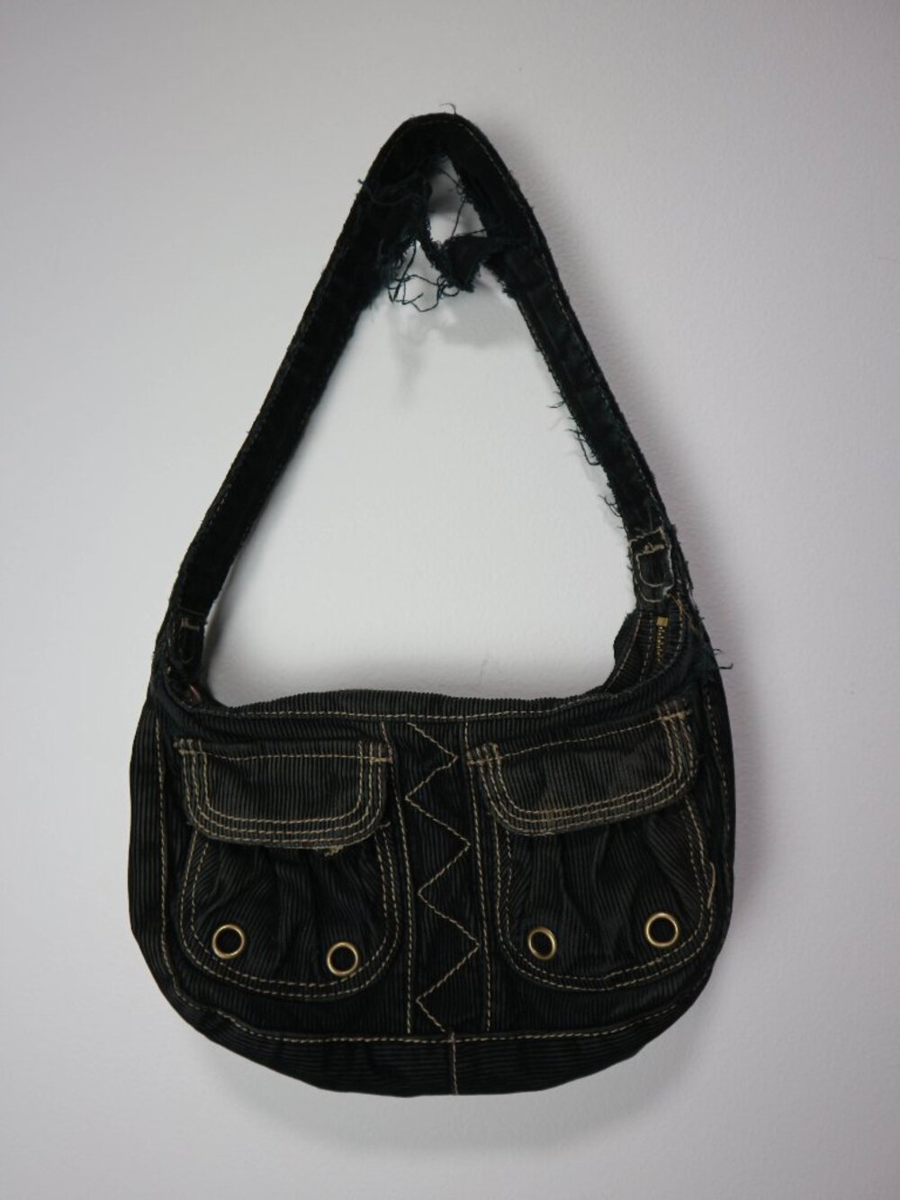 Old Navy Vintage Corduroy Ribbed Denim Bag Y2K Distressed
